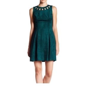Eliza J Cutout Neck A-line dress in Pine Green